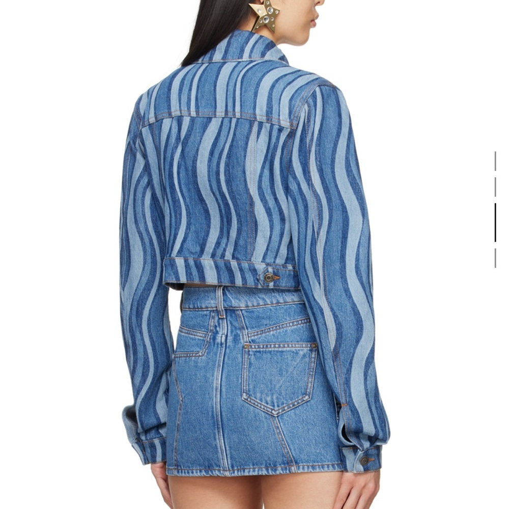 Area Blue Wave Pattern Jean Jacket - image 1